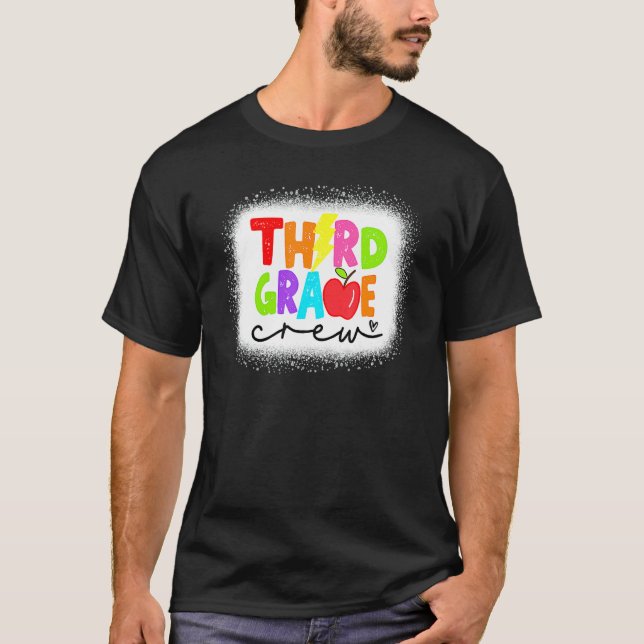 T-shirt Bleached 3rd Grade Crew Teacher Student First Day  (Devant)