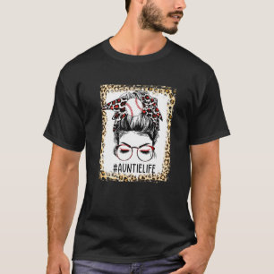 T-shirt Bleached Baseball Auntie Messy Bun Jeu Fête Mère