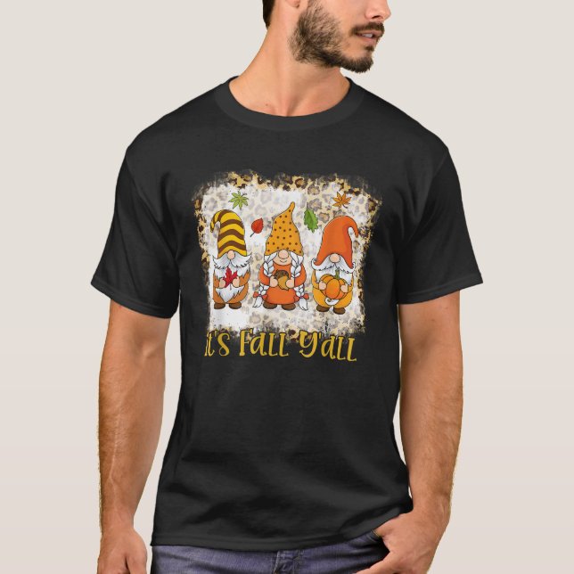 T-shirt Bleached C'est Automne Y tous Gnome Citrouille Aut (Devant)