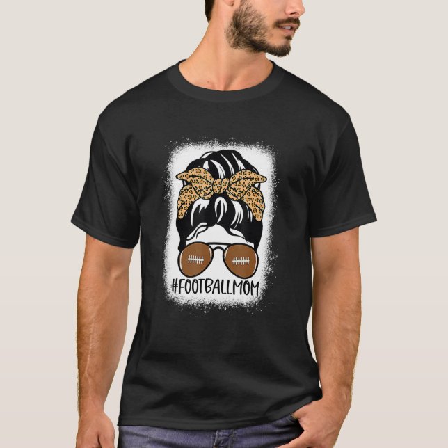 T-shirt Bleached Football Maman Vie Avec Leopard Et Messag (Devant)