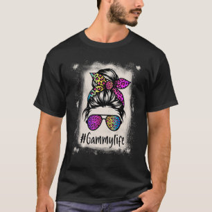 T-shirt Bleached Gammy life Messy Bun Rainbow Leopard Moth