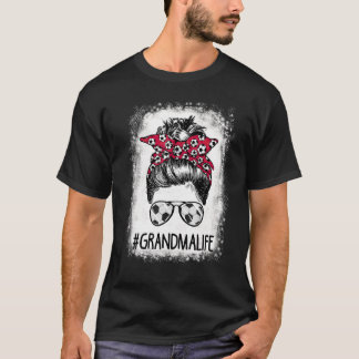 T-shirt Bleached Grandma Life Soccer Tante Messy Bun Hair 