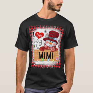 T-shirt Bleached I Love Être Un Mimi Snowman Famille Chris