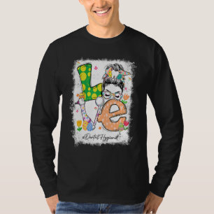 T-shirt Bleached Love Dental Hygienist Bunny Messy Bun Eas