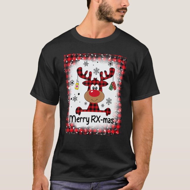 T-shirt Bleached Merry RX Mas Reindeer Christmas Pharmacy  (Devant)