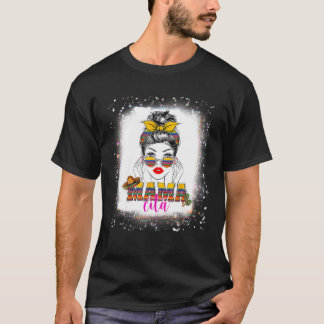 T-shirt Bleached Messy Bun Mamacita Cinco De Mayo Happy Fu