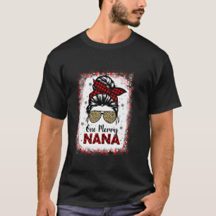 T-shirt Bleached One Merry Nana Messy Bun Buffalo Leopard