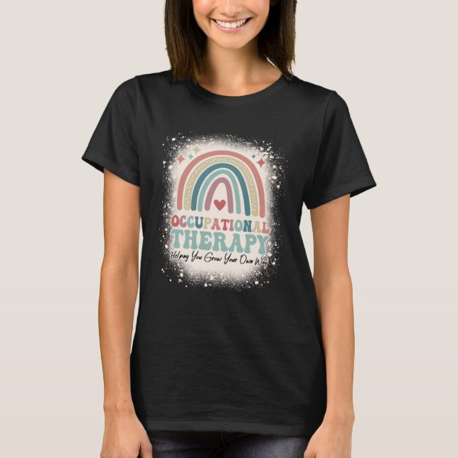 T-shirt Bleached Rainbow Groovy Occupational Therapy OT Th (Devant)