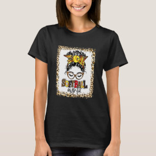T-shirt Bleached Softball Auntie Messy Bun Jeu Mère