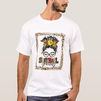 T-shirt Bleached Softball Grammy Messy Bun