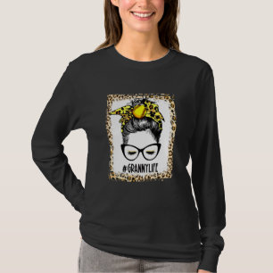 T-shirt Bleached Softball Granny Messy Bun Jeu Mère
