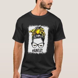 T-shirt Bleached Softball Tante Messy Bun Jeu Mères