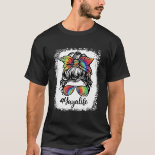T-shirt Bleached Yaya Life Messy Bun Girl Leopard mignon M