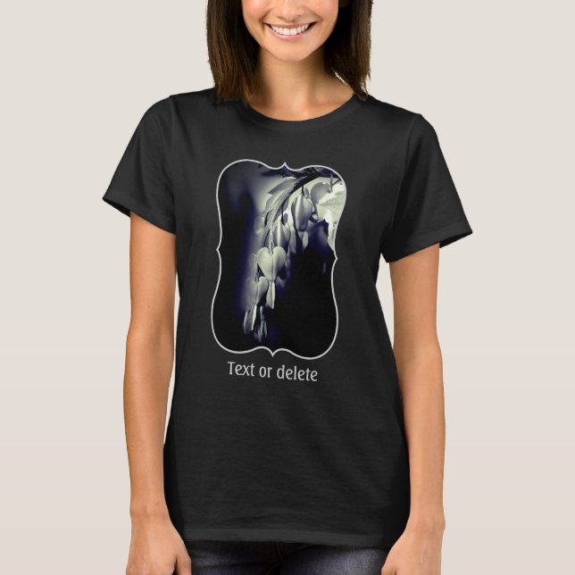 T-shirt Bleeding Heart Flowers In Black And White  (Devant)