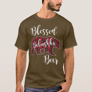 T-shirt Blessé Babushka Ours Rouge Tartan Plaid Amusant Gr