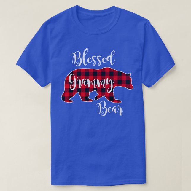 T-shirt Blessé Grammy Ours Rouge Buffalo Check Plaid Fun G (Design devant)