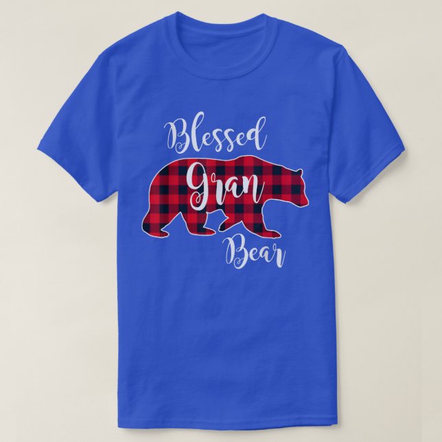 T-shirt Blessé Gran Bear Rouge Buffalo Check Plaid Fun Gra (Design devant)