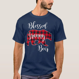 T-shirt Blessé Granny Bear Red Buffalo Check Plaid Fun Gr