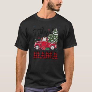 T-shirt Blessé Mama Noël Famille Lumières Camion Rouge Tr