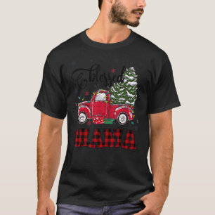 T-shirt Blessé Mama Noël Famille Lumières Camion Rouge Tr