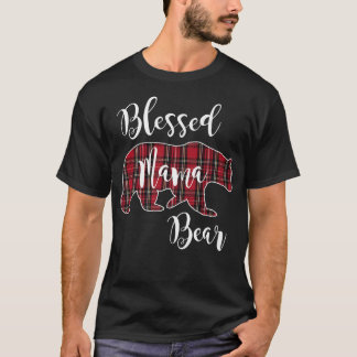T-shirt Blessé Mama Ours Rouge Tartan Plaid Motif Maman Mo