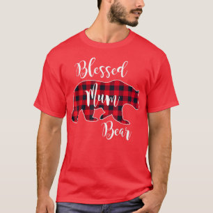 T-shirt Blessé Mum Bear Buffalo Check Plaid Motif Mama