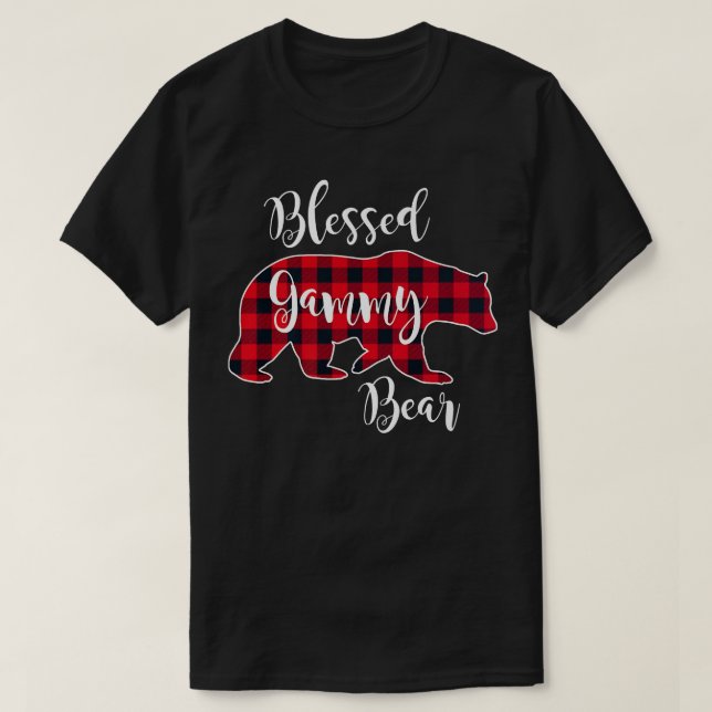 T-shirt Blessed Gammy Bear Red Buffalo Check Plaid Fun Gra (Design devant)