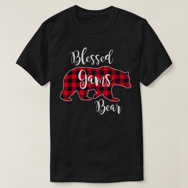 T-shirt Blessed Gams Bear Red Buffalo Check Plaid Fun Gran (Design devant)