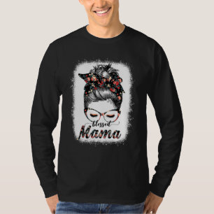 T-shirt Blessed Mama Messy Bun Women Happy Easter Mother's