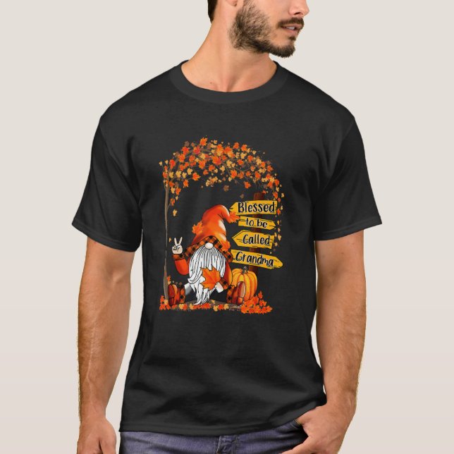 T-shirt Blessed To Be Called Grandma Gnome Pumpkin Fall Th (Devant)