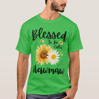 T-shirt Blessed to Be Called Mawmaw Women Floral Cute Moth