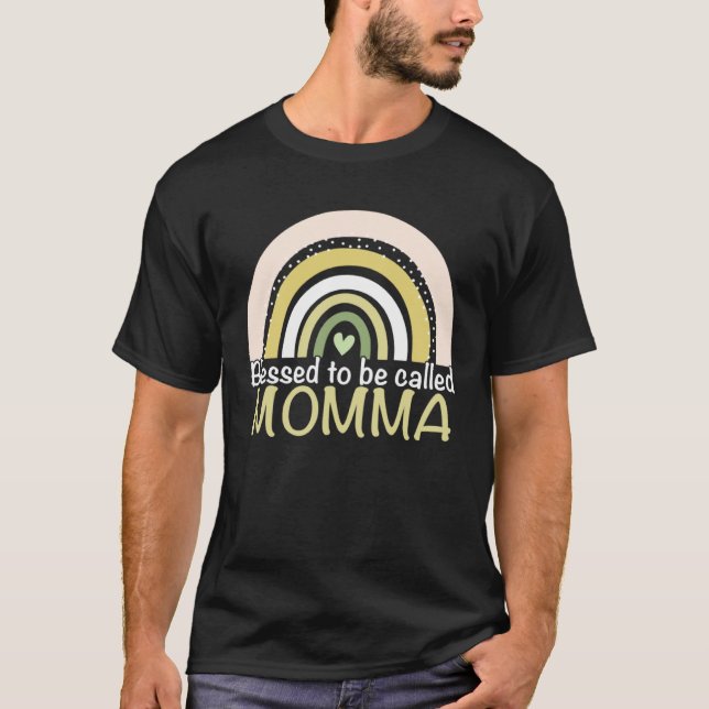 T-shirt Blessed To Be Called Momma Boho Rainbow Mother s D (Devant)