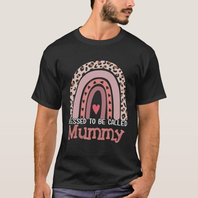 T-shirt Blessed To Be Called Mummy Rainbow Leopard Mother  (Devant)
