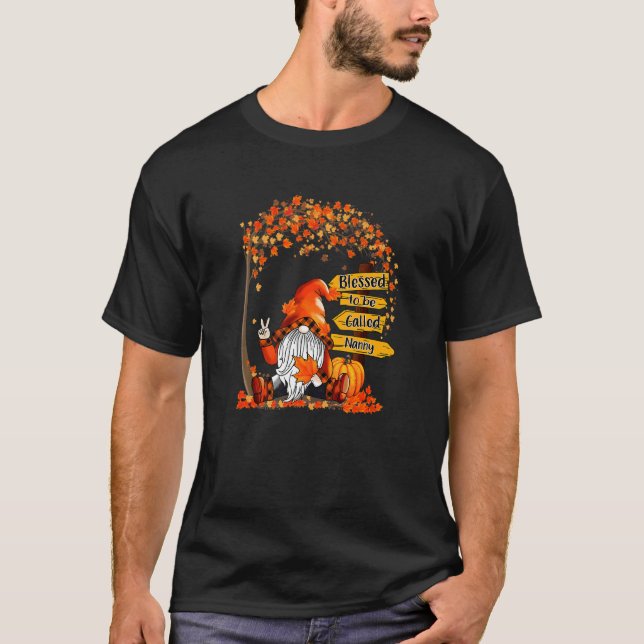 T-shirt Blessed To Be Called Nanny Gnome Pumpkin Fall Than
