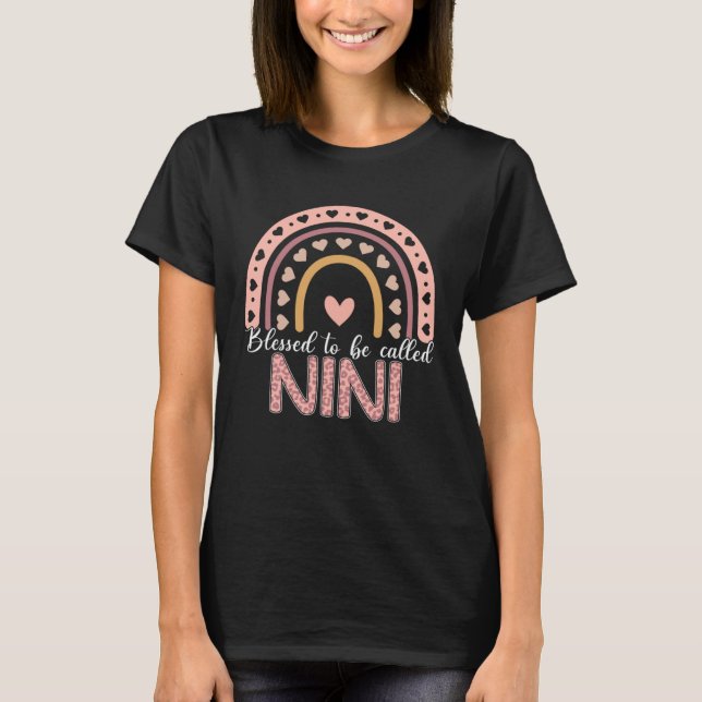 T-shirt Blessed To Be Called Nini Leopard Rainbow Cute Mom (Devant)