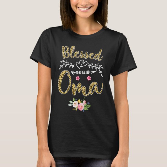 T-shirt Blessed To Be Called Oma  Pretty Leopard Print (Devant)