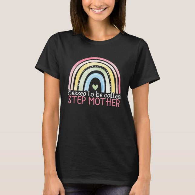 T-shirt Blessed To Be Called Stepmother Rainbow Happy Moth (Devant)