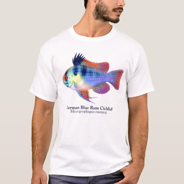 T-shirt bleu allemand de Cichlid de RAM (Devant)