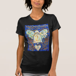 T-shirt Bleu &amp ; Ange de cancer or - Grand