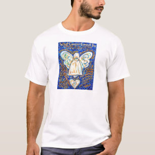 T-shirt Bleu &amp ; Ange de cancer or - Grand