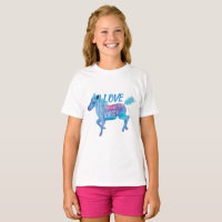 Bleu, Aqua, Cheval Miniature Galopante Rose