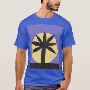 T-shirt bleu avec palmier et Pleine lune