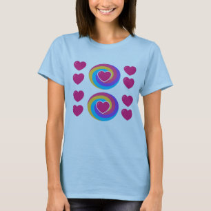 T-Shirt Bleu Bébé avec des Cœurs et des Couleurs d