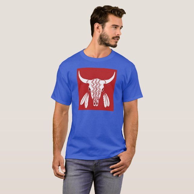 T-shirt bleu Buffalo Red Ghost Dance (Devant entier)