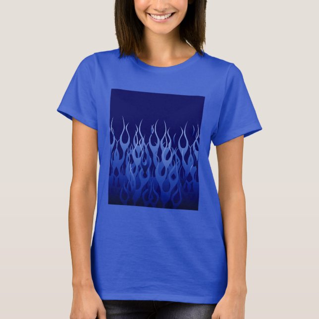 T-shirt Bleu cool sur Blue Racing Flames (Devant)