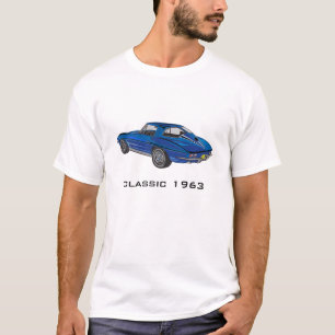 T-shirt bleu Corvette 1963 classique