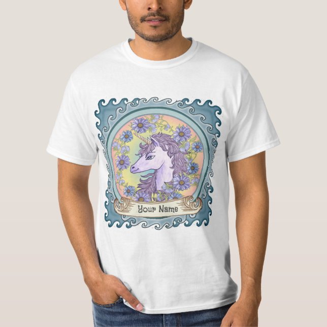 T-shirt Bleu Daisy Unicorn (Devant)