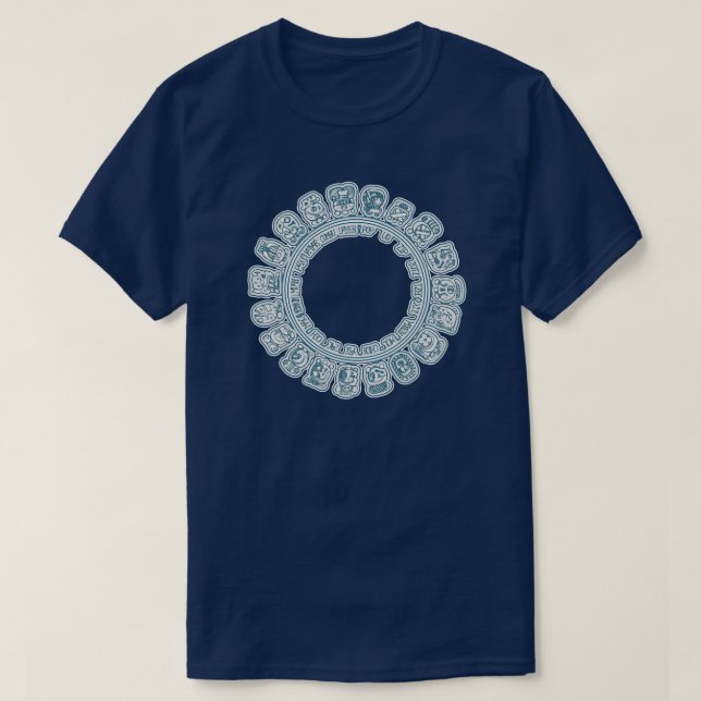 T-shirt Bleu de calendrier de Maya (Design devant)