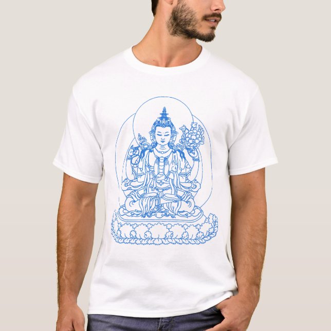 T-shirt Bleu de Chenrezig (Devant)