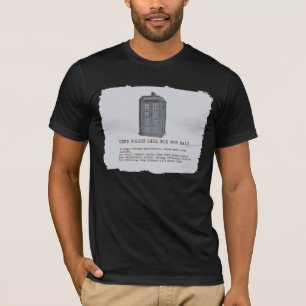 T-shirt bleu de parodie de cabine téléphonique d